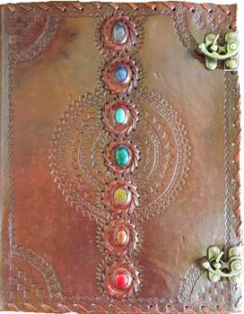 10" X 13" Chakra Leather Blank Book W/ Latch