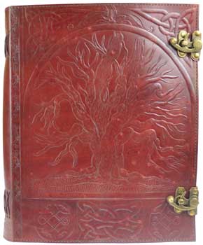 Hand Tooled Lined Leather Journal with Embossed with the Tree of Life