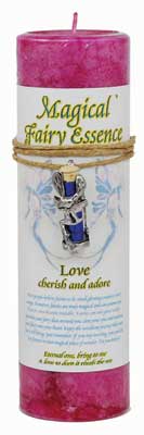 Love Pillar Candle with Fairy Dust Necklace 6 1/2" Tall
