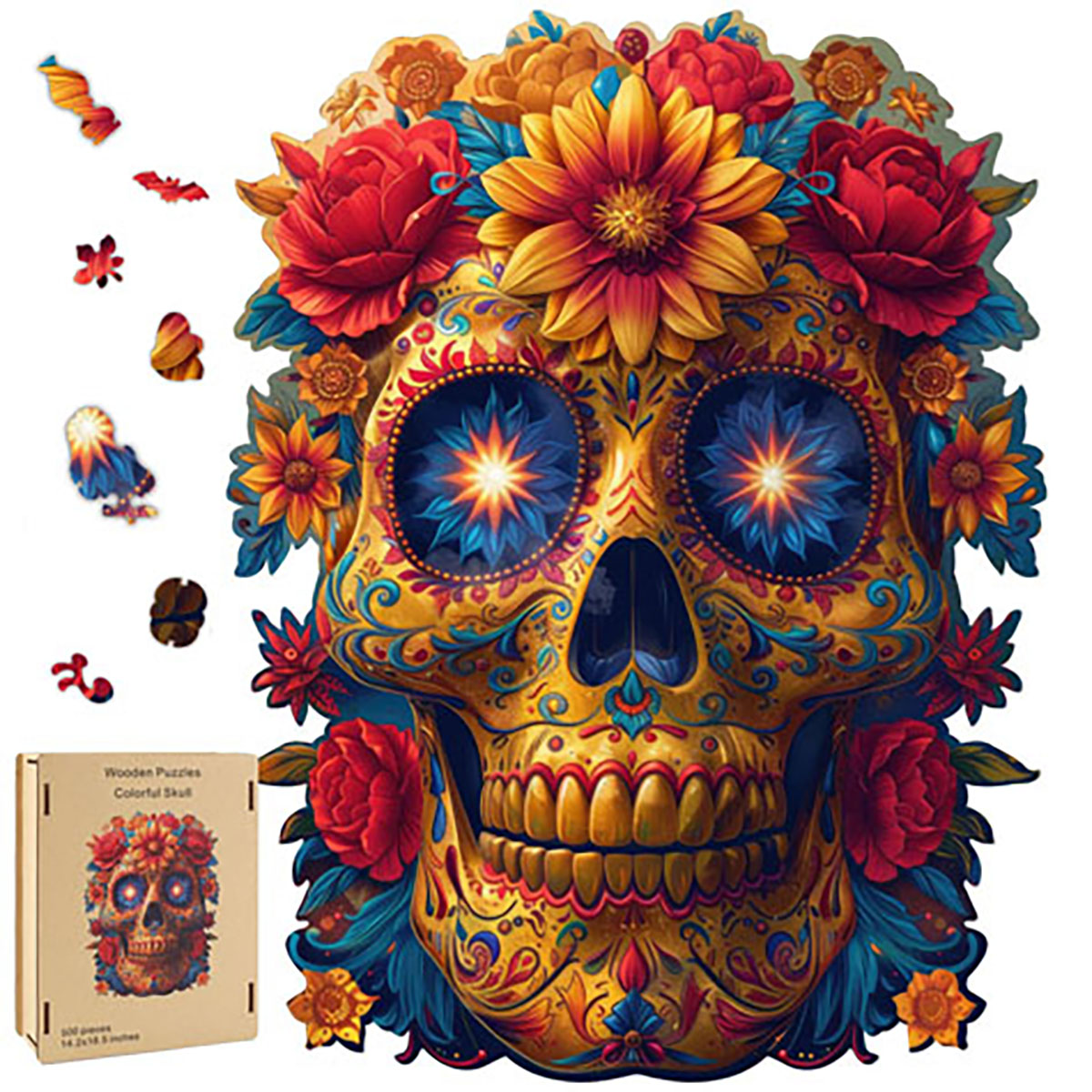 Skull & Roses Wood Puzzle