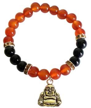 8mm Carnelian/ Black Onyx Buddha