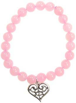 Rose Quartz Love Scroll Heart Silver