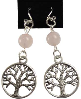 Rose Quartz Tree of Life Earrings