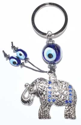 Elephant Evil Eye Keychain