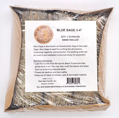 (set of 3) Blue Sage Smudge Stick 4"