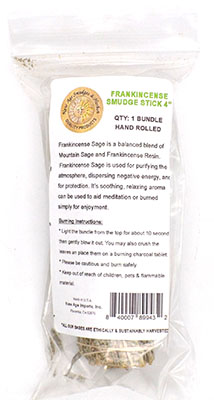 4" Sage & Frankincense Smudge Stick