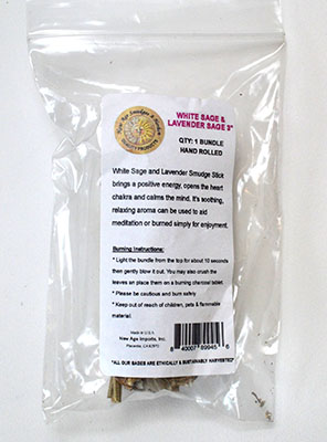 3" White Sage & Lavender Smudge Stick