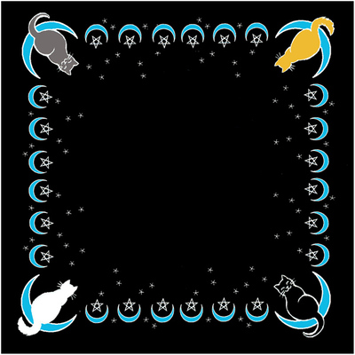Cats of Various Colors Perch on Crescent Moons, with Sparkling Stars in Between